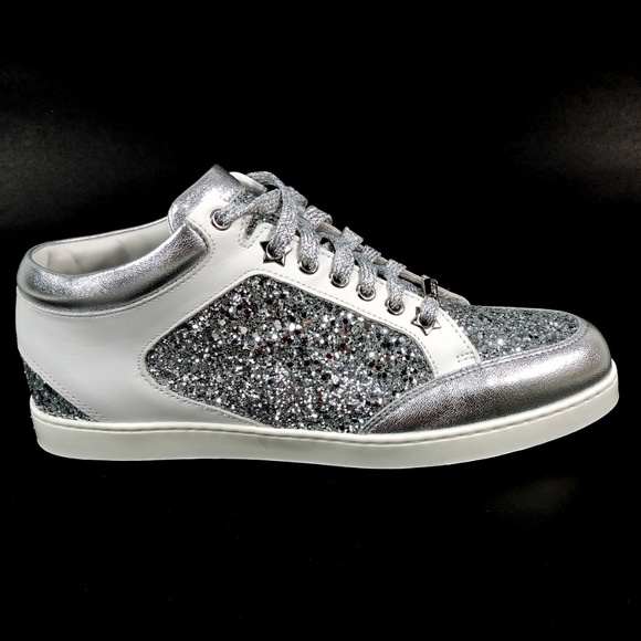 Jimmy Choo 🇮🇹 Women's White Leather Fashion Sneakers - Picture 5 of 9